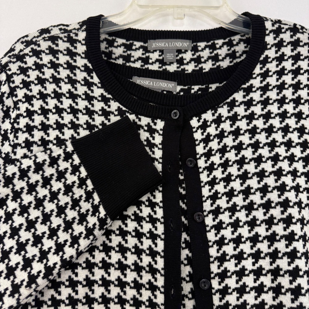 Jessica‎ London Houndstooth Cardigan & Sweater 2 piece Black & White Size 18 /20